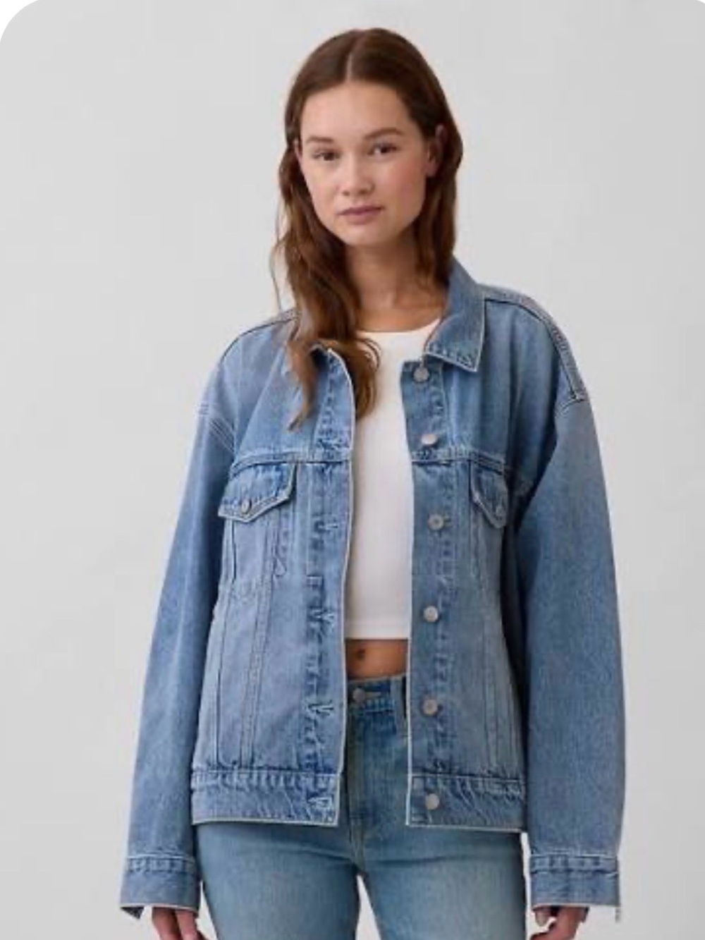 GAP Oversized Icon Light Wash Denim Jacket XS/S